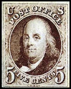 Benjamin Franklin, first US issue